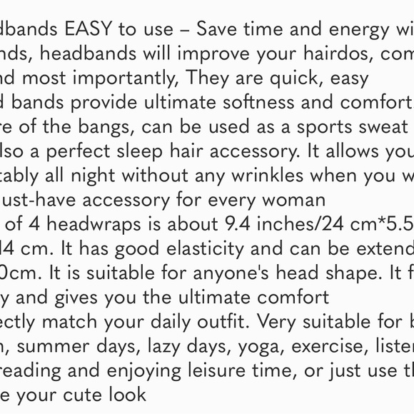 Wide Headbands for Women, Boho Bandeau Head Bands, Workout Head Wraps, Stretch - Picture 7 of 7